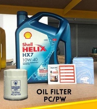 🇲🇾HOT SALES 🔥Shell Helix Hx7 10W-40 Semi Synthetic Minyak Hitam Kereta Engine Oil  4L + Oil Filter Proton Honda Nissan Suzuki Perodua Toyota