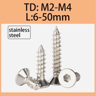 304 stainless steel gypsum screw stainless 1 inches flat head hexagonal self tapping screw, wooden screw, countersunk head self tapping screw M2M2.5M3M4