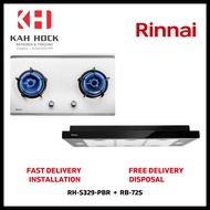 RINNAI RH-S329-PBR SLIMLINE HOOD + RB-72S 2 BURNER STAINLESS STEEL BUILT-IN HOB BUNDLE