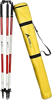 AdirPro Surveying Tripod for Prism - Thumb Screw Head Release - Aluminum Survey Tripod for GPS Poles of Total Station GPS with Extendable Telescoping Legs - Includes Tripod Bag (Red/White)