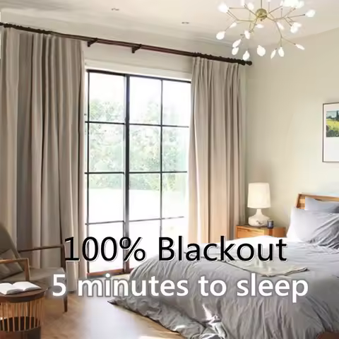 100% Blackout 310cm Height Bedroom Curtain Beige Door Curtain Thermal Insulated Solid Color Custom M