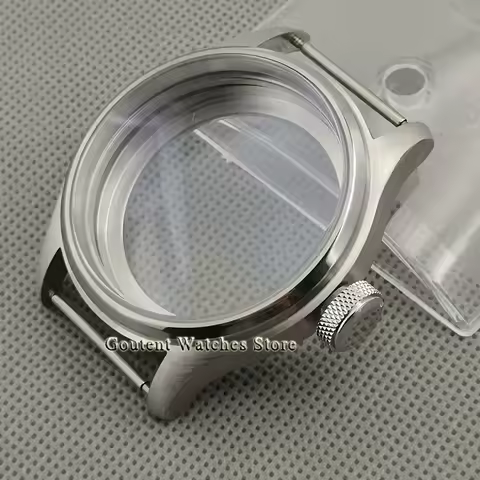 47mm 316L Steel Case Silver Fit ETA 6497 6498 Sea Gull St36 Parnis Watch