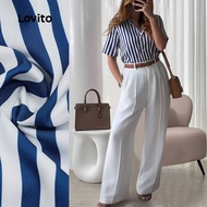 Lovito Casual Tops or Bottoms Classic and Versatile Spring/summer White Trousers Tops or Bottoms for