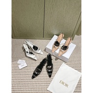 [Purchasing Agent Level]Dior DIO*Vintage Embroidered High Heels！D Home Dice Pointed Toe Shoes D High