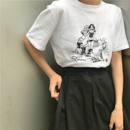 Women Printed T-Shirts Round Neck Short Sleeve White Shirt Causal Plus Size Top for Women