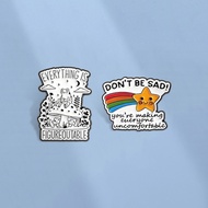 Funny Cartoon Text Enamel Pin Frog Mushroom 'Don’t Be Sad' Star Brooch Lapel Badges Backpack Accesso