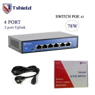 Genuine 4-port POE network Switch + 2 Uplink 10/100Mbps speed Tshield TS-G0402FNC