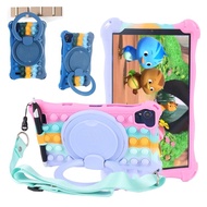 For Samsung Galaxy Tab A 8.0 2019 T290 T295 Tab A7 Lite 8.7 Case Soft Bubble Silicone Kids Cover Tablet Stand Case with Shoulder Strap