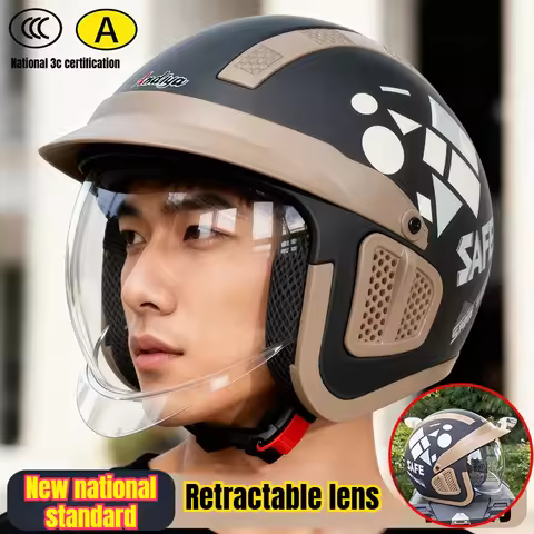 Certified 4-Season Half Helmet - Unisex Warm Windproof Hard Hat for E-Vehicle Motorcycle