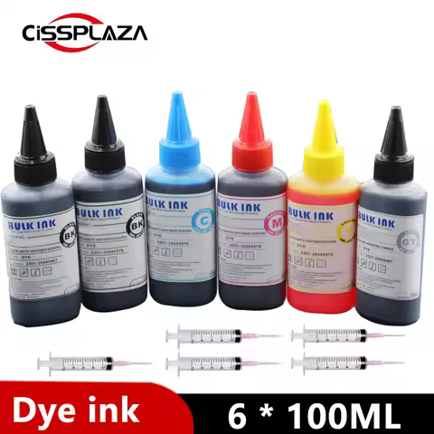 6x100ML BK C M Y GY Ink Cartridge Dye Ink refill ink for CANON MG6150 MG8150 MG8250 TS8750 TS8751 MG