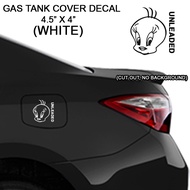 Gas Tank Cover Decal Car Sticker - Tweety Unleaded White Waterproof