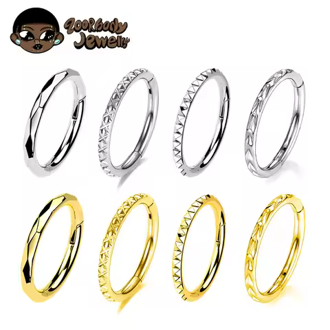 ASTM F136 TItanium Angled Polyhedra Edge Titanium Hinged Segment Nose Ring Piercing Clicker Septum T