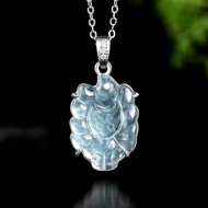 TIMESWIND Natural Jade Light Blue Nine Tailed Fox Women S925 Silver Necklace with Certificate