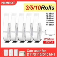 NiiMBOT D110 Label Thermal Sticker 3/5/10 Rolls Papers White Adhesive Paper Waterproof Cheapest offi