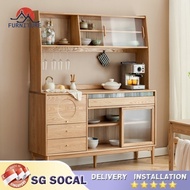 Wh  SSL Kitchen Cabinet Storage Cabinet Wooden Solid Wood Dining Household Cupboard Ash Simple Tea New Large Capacity JP