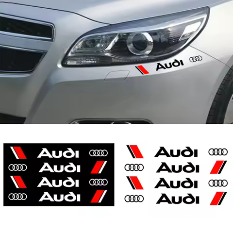 4pcs Creative Car Logo Stickers Door Handle Sticker Body Rear View Mirror Decals for Audi A4 B6 B8 B
