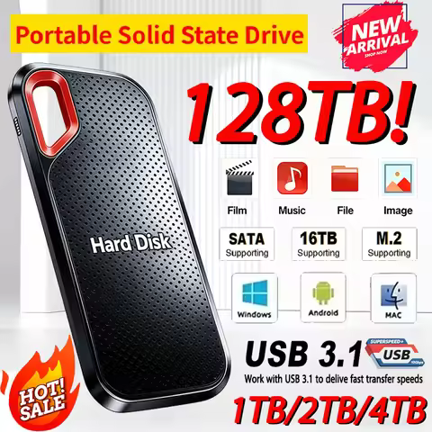 Durable 1TB External Hard Disk Type-C USB 3.1 Fast Hard Drive 2TB High Capacity Storage Solid State 