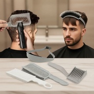 4pcs Barber Fade Comb for Men, Includes Silicone Haircut Band, Curved Positioning Comb, and Flat Top