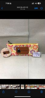 （現貨-20%off) 聚酯/PU/鐵 約 H8xw18.5xd1cm pencil case with zipper 扁身 筆袋 拉鍊開合 熊本熊 Kumamon 日本直送 全新品