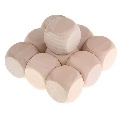 10pcs 30mm Blank Dice Cubes Round Corners Wooden D6 Math Dices Set for Board Wood Blank Dice DIY Tab