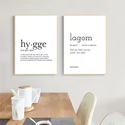 Romantic Dictionary Art Print Hygge Definition Minimalist Poster For Home Bar Salon Restaurant Wall 