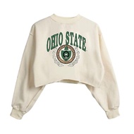 Sweater Ohio State CropeWanita Cardigan Women Sweater Woman
