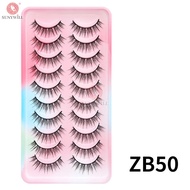 Natural Lashes 10 Pairs Eyelashes 3D Mink Lashes Manga Lashes Strip Lashes Band Soft Light False Eye