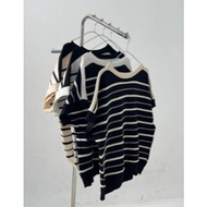 [3Sisters] PINK DOSE - Loose Striped Knit T-Shirt