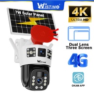 Wistino กลางแจ้ง 4G พลังงานแสงอาทิตย์กล้องวงจรปิด 20W 7W พลังงานแสงอาทิตย์ PIR Human Detection เสียง