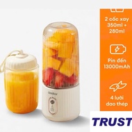 Máy xay sinh tố cầm tay Gaabor FP03T-WH01A dung tích cốc đôi 350ml + 280ml pin sạc cổng USB nhỏ gọn