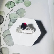 酒紅石榴石戒指