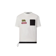 L Homme T-Shirt Regular Fit Cotton Sig Text Logo Print Hybrid Nylon Short Sleeve Unisex Milky White