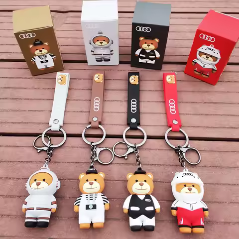 Bear Key Ring Car Keychain Custom Gift Emblem For Audi A1 A2 A3 A4 A5 A6 A7 A8 Q1 Q2 Q3 Q4 Q5 Q6 Q7