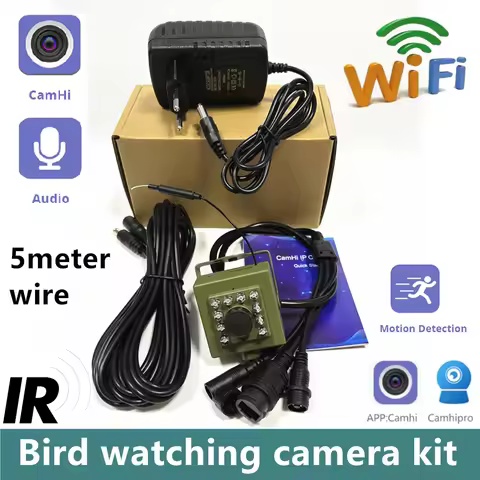 Bird Watching Camera Wireless Wild Wifi Bird Nest Green Box Kit 5M Wire Night Vision 5MP 2MP P2P Aud
