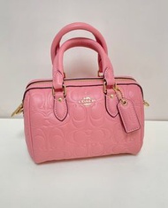 Coach Bag 粉紅色mini波士頓袋 波士頓包 Coach SIG LTH Mini RWN IM/(Light Blush)