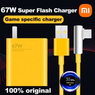 Original Xiaomi 67W Turbo Fast Charger Adapter With 120W 6A 90 Degree Elbow Type-C Cable for Mi 12s Ultra 12 11 Poco X4 Pro NFC F3 Redmi Note 10 11T K40 Pro K40S K50 Black Shark 4