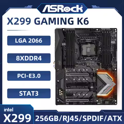 X299 Motherboard ASROCK X299 Gaming K6 Motherboard LGA 2066 DDR4 128GB PCI-E 3.0 USB 3.1M.2 USB3.1 A