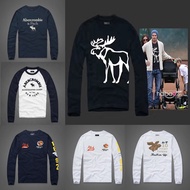 A&F long-sleeved T-shirt AF men's pure cotton round neck T-shirt