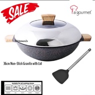 💥 SALE💥 La gourmet Shogun Granite Plus 36cm Covered Non - Stick Wok With Induction
