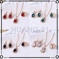【COD】2023 NEW 18k Gold Plated Three-piece Ring Necklace Earrings Hypoallergenic Fashionable Jewelry Set for Women