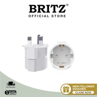 BRITZ EU to UK Plug Fused Protected Schuko Adapter 2 Pin to 3 Pin UK Travel Adaptor, European Euro t