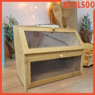 [Koolsoo] Bamboo Bread Box Bread Bin Cans Bread Holder Kitchen Canisters Bread Storage Container for Shop Flour Food Tea