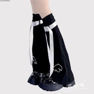 CLEIGHTEEN8H Leg Warmers, Blue White Buckle Trumpet Shaped Leg Socks Cover, Harajuku Wing Design Kee