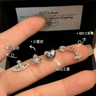 Vivienne Westwood imported New style Unique Saturn Flat Ear Nail Titanium Steel Ear Hole Female Satu