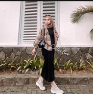 Iner Dress/Iner Long Dress/Inner Dress Tanpa lengan Busui/Inner Dress Panjang Span Hitam Putih Tebal