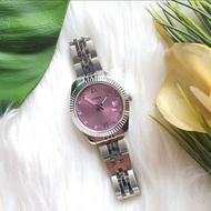 Fossil ES4905 Scarlette Mini Three-Hand Date Quartz Watch with Purple Dial in Silver Stainless Steel