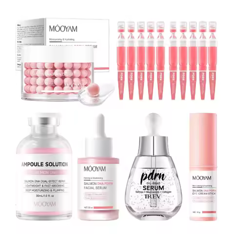 Salmon DNA PDRN Skin Care Set Ampoule Serum Capsule Cream Eye Stick Collagen Hyaluronic Acid Moistur