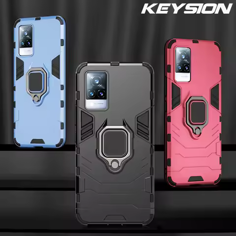 KEYSION Shockproof Case for VIVO V21 5G V20 Pro V20 SE Y72 Y20sG Y12S Y30 Y50 Y51 Y31 Ring Stand Pho