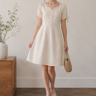 Nature Dress Semi-Linen Fabric Comfortable To Wear Minimal Color beige