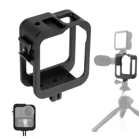 For GoPro Max Protective Cage Housing Quick Release Frame Shell Metal Case Cold Shoe Mount 360 VR Pa